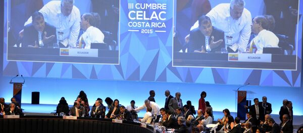 Presidents and leaders of Latin America and the Caribbean are seen during the closing session of the III CELAC Summit 2015 in the Pedregal building, 20 km northwest of San Jose, on January 29, 2015 - Sputnik International