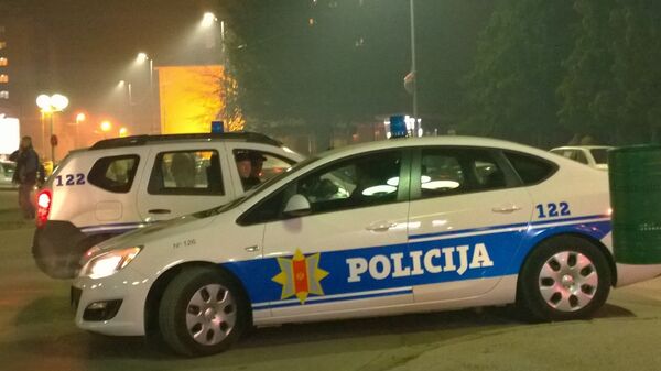 Two police cars parked near the rally. - Sputnik International