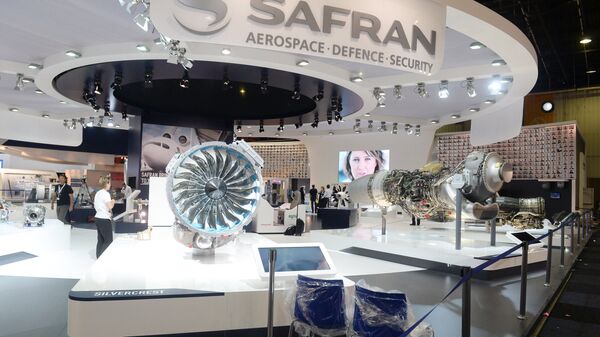 Stand of Safran at the 51st Paris Air Show - Le Bourget 2015 at Le Bourget exhibition center in France - Sputnik International
