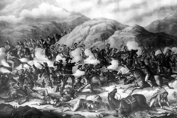 Battle of the Big Horn. Shows the smoking guns of General Custer and his U. S. Army troops being defeated in battle with Native American Lakota Sioux, and Northern Cheyenne, Little Bighorn Battlefield, June 26, 1876 Little Bighorn River, Montana. Battle of the Big Horn. Shows the smoking guns of General Custer and his U. S. Army troops being defeated in battle with Native American Lakota Sioux, and Northern Cheyenne, Little Bighorn Battlefield, June 26, 1876 Little Bighorn River, Montana. - Sputnik International