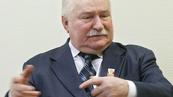 Poland’s former president and Solidarity leader Lech Walesa talks with The Associated Press in Warsaw, Poland, Thursday, Feb. 19, 2015 - Sputnik International