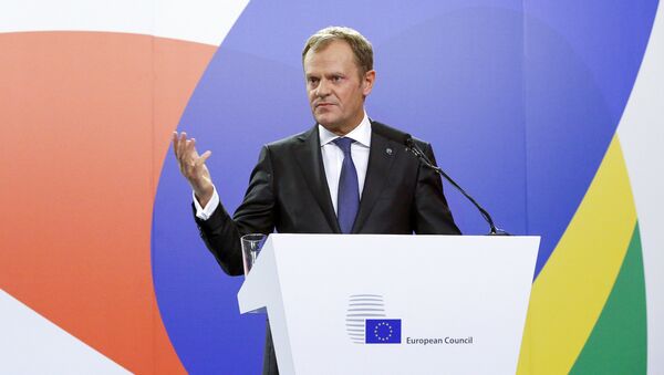 European Council President Donald Tusk speaks at a news conference after the Valletta Summit on Migration, followed by an informal meeting of European Union heads of state and government in Valletta, Malta, November 12, 2015. - Sputnik International