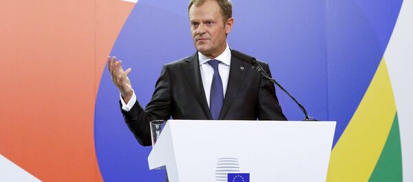 European Council President Donald Tusk speaks at a news conference after the Valletta Summit on Migration, followed by an informal meeting of European Union heads of state and government in Valletta, Malta, November 12, 2015. European Council President Donald Tusk speaks at a news conference after the Valletta Summit on Migration, followed by an informal meeting of European Union heads of state and government in Valletta, Malta, November 12, 2015. - Sputnik International