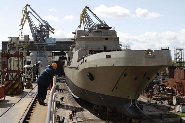 The landing craft Ivan Gren, built for the Russian Defense Ministry, at the Yantar Shipyard, Kaliningrad. The landing craft Ivan Gren, built for the Russian Defense Ministry, at the Yantar Shipyard, Kaliningrad. - Sputnik International