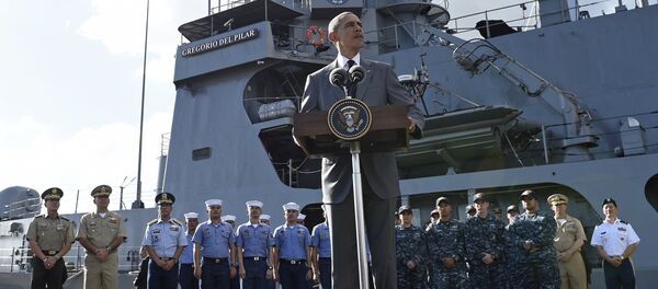 U.S. President Barack Obama speaks to reporters after touring the BRP Gregorio del Pilar in Manila, Philippines, Tuesday, Nov. 17, 2015 U.S. President Barack Obama speaks to reporters after touring the BRP Gregorio del Pilar in Manila, Philippines, Tuesday, Nov. 17, 2015 - Sputnik International