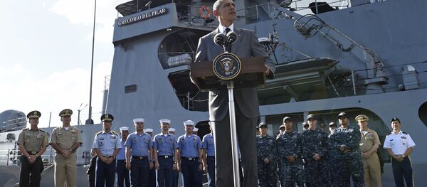 US President Barack Obama speaks to reporters after touring the BRP Gregorio del Pilar in Manila, Philippines, Tuesday, Nov. 17, 2015. - Sputnik International