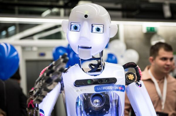 Robot Taking Part in Moscows Robot Ball Robot Taking Part in Moscows Robot Ball - Sputnik International