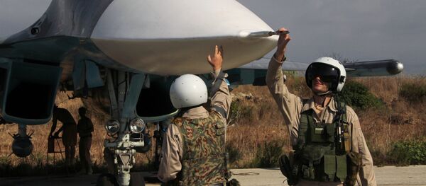 Russian pilots of the Su-34 at the Hmeimim base in Syria. - Sputnik International