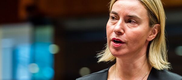 European Union High Representative for Foreign Affairs and Security Policy Federica Mogherini arrives for an EU foreign ministers meeting at the EU Council building in Brussels on Monday, Nov. 16, 2015 - Sputnik International