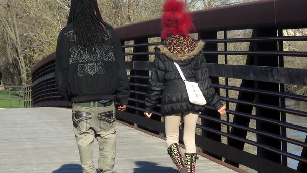 A couple crosses a bridge in Forest Park, Illinois - Sputnik International