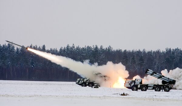 Drills involving live fire of Smerch multiple-launch rocket systems in western Belarus (file) Drills involving live fire of Smerch multiple-launch rocket systems in western Belarus (file) - Sputnik International
