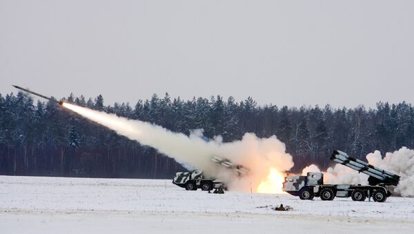 Drills involving live fire of Smerch multiple-launch rocket systems in western Belarus (file) - Sputnik International