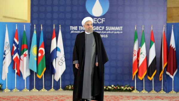 Iranian President Hassan Rouhani attends a welcome ceremony during the Gas Exporting Countries Forum (GECF) summit in Tehran on November 23, 2015 - Sputnik International