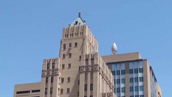 The Bassett Tower (left, designed by Trost & Trost) and El Paso Natural Gas Company Building (right); El Paso, Texas - Sputnik International
