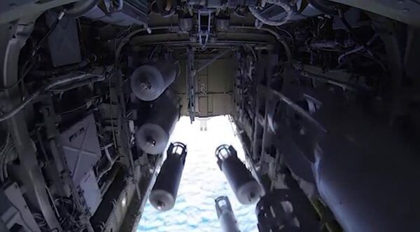 The bomb-door of the Tu-22 M3 missile-carrying bomber, the Russian aerospace forces, on its operational mission to deliver air strikes at ISIS targets in Syria The bomb-door of the Tu-22 M3 missile-carrying bomber, the Russian aerospace forces, on its operational mission to deliver air strikes at ISIS targets in Syria - Sputnik International