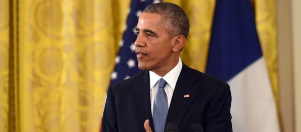 US President Barack Obama and his French counterpart Francois Hollande hold a press conference at the White House in Washington, DC, on November 24, 2015 US President Barack Obama and his French counterpart Francois Hollande hold a press conference at the White House in Washington, DC, on November 24, 2015 - Sputnik International