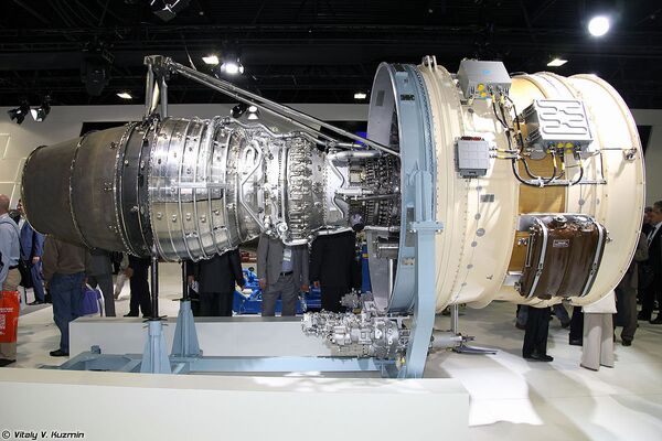 A PD-14 engine on display. A PD-14 engine on display. - Sputnik International