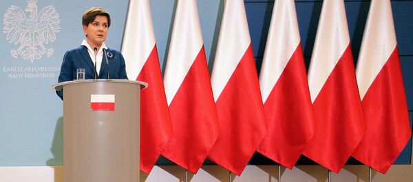 Poland’s Prime Minister Beata Szydlo attends the weekly news conference in Warsaw, Poland, on Tuesday Nov. 24, 2015. Poland’s Prime Minister Beata Szydlo attends the weekly news conference in Warsaw, Poland, on Tuesday Nov. 24, 2015. - Sputnik International