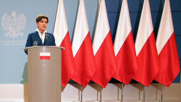 Poland’s Prime Minister Beata Szydlo attends the weekly news conference in Warsaw, Poland, on Tuesday Nov. 24, 2015. - Sputnik International
