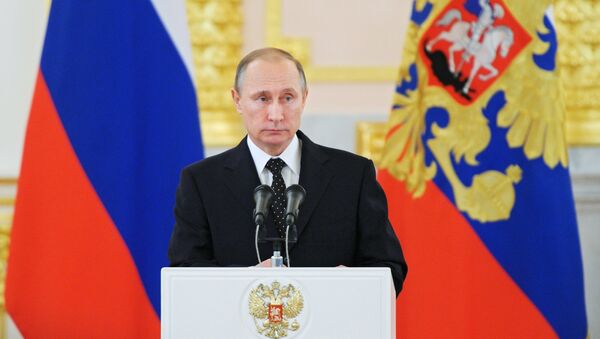 Russian President Vladimir Putin at a ceremony to receive credentials from ambassadors of 15 countries in the Alexander Hall of the Grand Kremlin Palace - Sputnik International