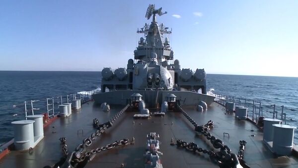 Missile cruiser Moskva came to the coast of Latakia for the defense area - Sputnik International