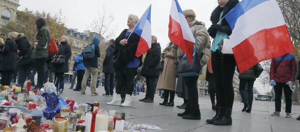 People hold French flags on the Place de la Republique in Paris, Friday, Nov. 27, 2015. People hold French flags on the Place de la Republique in Paris, Friday, Nov. 27, 2015. - Sputnik International