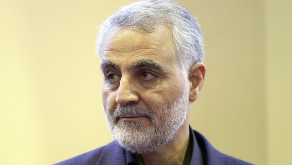 The commander of the Iranian Revolutionary Guard's Quds Force, Gen. Qassem Suleimani, is seen as people pay their condolences following the death of his mother in Tehran - Sputnik International