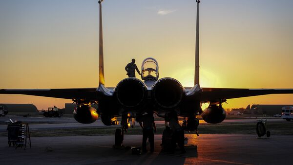File photo of US Air Force F-15E Strike Eagle sits after shortly landing at Incirlik Air Base, Turkey - Sputnik International