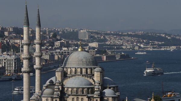 The New Mosque is backdropped by Istanbul's skyline and the Bosporus, Thursday, July 9, 2015 - Sputnik International