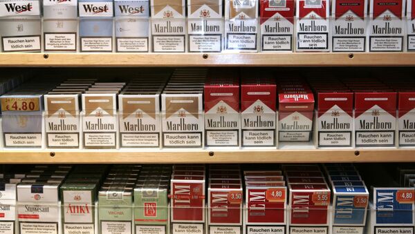 Boxes of cigarettes are seen in a rack in a tobacco shop in Bremen, Thursday, Jan. 17, 2008. - Sputnik International