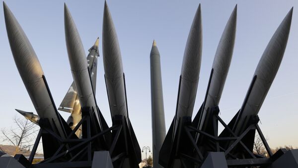File photo, a North Korea's mock Scud-B missile, center, stands among South Korean missiles displayed at Korea War Memorial Museum in Seoul, South Korea - Sputnik International