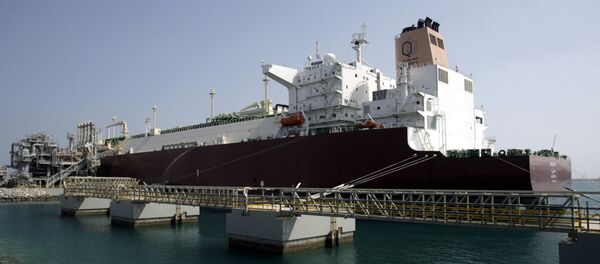 LNG carrier 'Mozah' docked at Ras Laffan port near Doha on Saturday, April 4, 2009 LNG carrier 'Mozah' docked at Ras Laffan port near Doha on Saturday, April 4, 2009 - Sputnik International