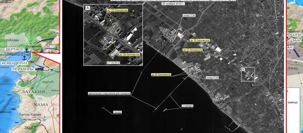 Concentration of vehicles near Dortyol in Turkey. Maximum available quality. (Still frames of the Russian Defense Ministry.) Concentration of vehicles near Dortyol in Turkey. Maximum available quality. (Still frames of the Russian Defense Ministry.) - Sputnik International