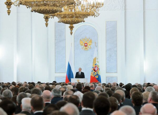 Vladimir Putin delivers annual Presidential Address to Federal Assembly Vladimir Putin delivers annual Presidential Address to Federal Assembly - Sputnik International