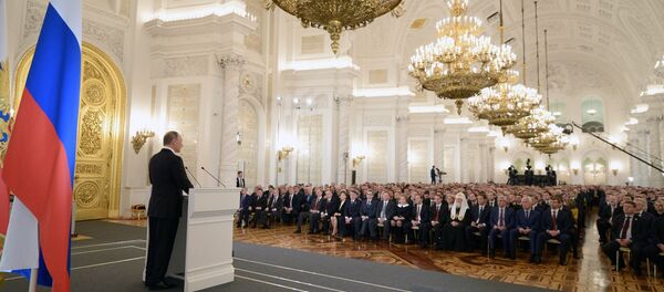 Vladimir Putin delivers annual Presidential Address to Federal Assembly Vladimir Putin delivers annual Presidential Address to Federal Assembly - Sputnik International
