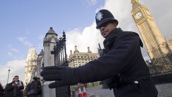 A police officer controls traffic outside the Houses of Parliament in central London on November 25, 2015. - Sputnik International