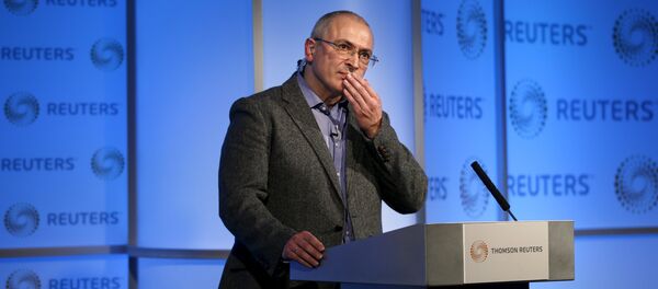 Former Russian tycoon Mikhail Khodorkovsky speaks during a Reuters Newsmaker event at Canary Wharf in London, Britain, November 26, 2015 Former Russian tycoon Mikhail Khodorkovsky speaks during a Reuters Newsmaker event at Canary Wharf in London, Britain, November 26, 2015 - Sputnik International