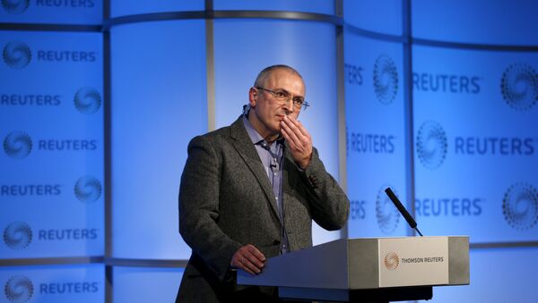 Former Russian tycoon Mikhail Khodorkovsky speaks during a Reuters Newsmaker event at Canary Wharf in London, Britain, November 26, 2015 - Sputnik International