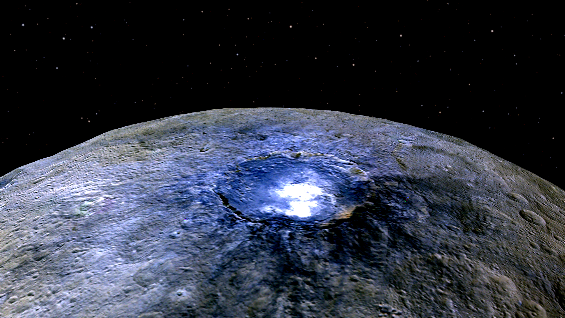 This representation of Ceres' Occator Crater in false colors shows differences in the surface composition. - Sputnik International, 1920, 24.05.2022