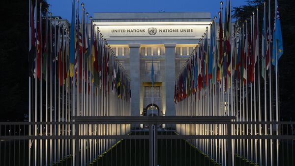 A picture taken on December 10, 2015 shows the United Nations headquarters in Geneva at dusk - Sputnik International