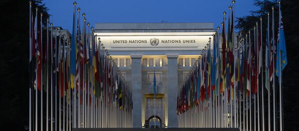 A picture taken on December 10, 2015 shows the United Nations headquarters in Geneva at dusk - Sputnik International