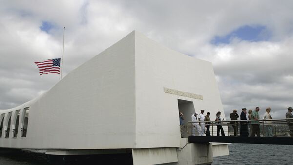 USS Arizona Memorial during the 68th anniversary ceremony of the attack on Pearl Harbor at cNaval Base in Honolulu. (File) - Sputnik International