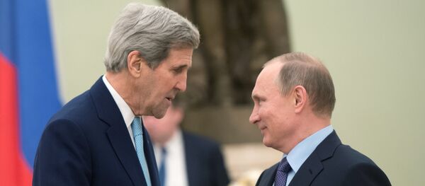 Russian President Vladimir Putin, right, and US Secretary of State John Kerry during a meeting in the Kremlin Russian President Vladimir Putin, right, and US Secretary of State John Kerry during a meeting in the Kremlin - Sputnik International