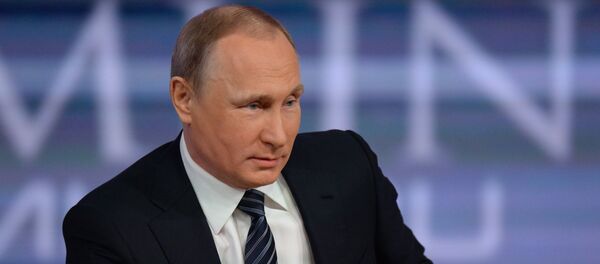 In this December 17, 2015 foto Russian President Vladimir Putin is at the 11th annual news conference at the World Trade Center on Krasnaya Presnya In this December 17, 2015 foto Russian President Vladimir Putin is at the 11th annual news conference at the World Trade Center on Krasnaya Presnya - Sputnik International