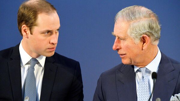 Britain's Prince William, left and Prince Charles, talk, during the Illegal Wildlife Trade Conference held in London, Thursday Feb. 13, 2014. - Sputnik International