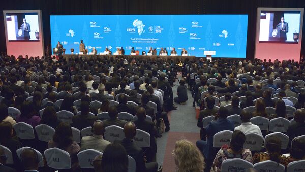 Kenya's President, Uhuru Kenyatta addresses delegates on December 15, 2015 at the official opening of the Tenth World Trade Organisation (WTO) ministerial conference in the Kenyan capital, Nairobi - Sputnik International