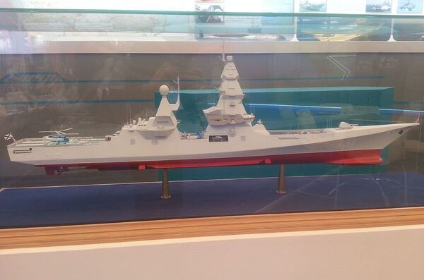 The mock Leader-class destroyer at a defense exhibition. File photo   - Sputnik International