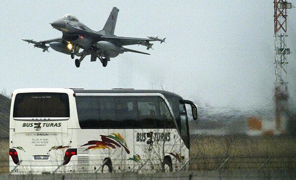 F-16 attached to the Belgian air force which will patrol the Baltic states' airspace . file photo F-16 attached to the Belgian air force which will patrol the Baltic states' airspace . file photo - Sputnik International