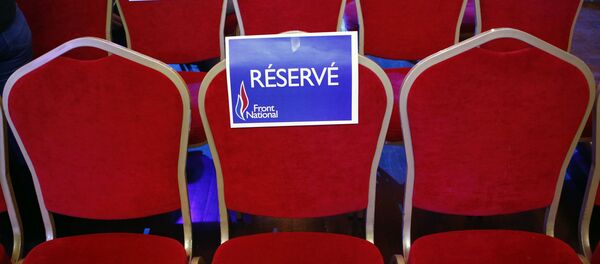 Empty seats are sticked with Reserved National Front Empty seats are sticked with Reserved National Front - Sputnik International