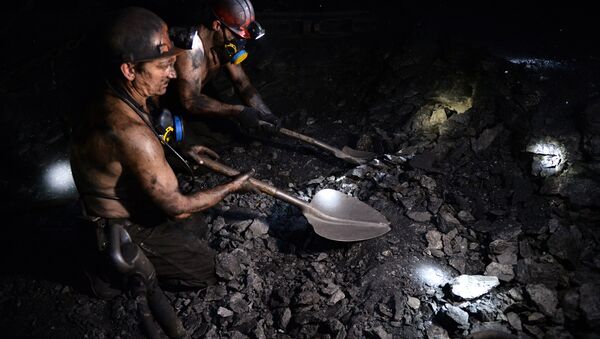 A miner works at the Kalinovskaya-Vostochnaya coal mine in the eastern Ukrainian city of Makeevka near Donetsk - Sputnik International